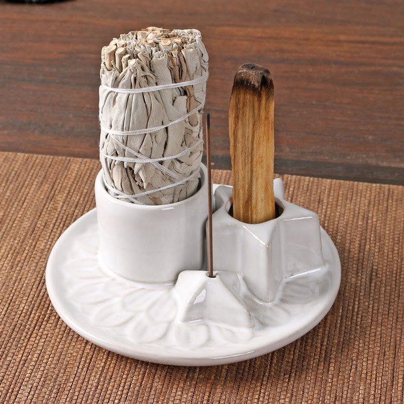 Olivenorma 3-IN-1 Star Ceramic Sage Incense Stick Holder