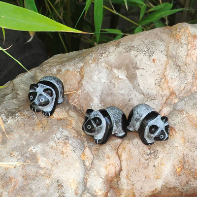 Olivenorma Natural Obsidian Carved Panda Gemstone Decoration