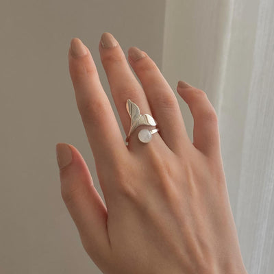 Olivenorma Natural Moonstone Mermaid's Tail Adjustable Ring