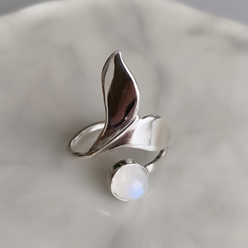 Olivenorma Natural Moonstone Mermaid's Tail Adjustable Ring