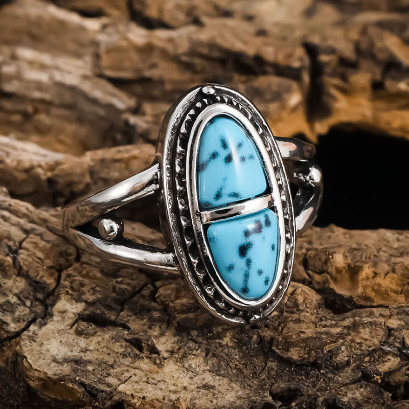 Olivenorma Boho Handmade Geometric Turquoise Statement Ring