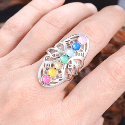 Olivenorma 7 Chakra Crystal Hollow Adjustable Ring