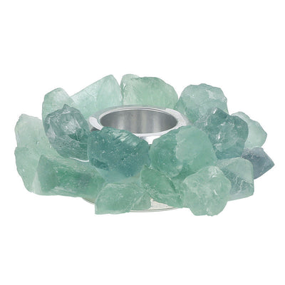 Olivenorma Natural Green Fluorite Healing Ornament Candle Holder