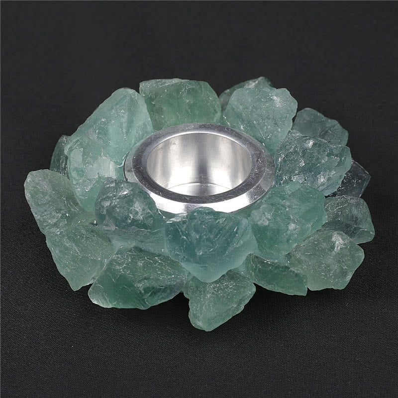 Olivenorma Natural Green Fluorite Healing Ornament Candle Holder