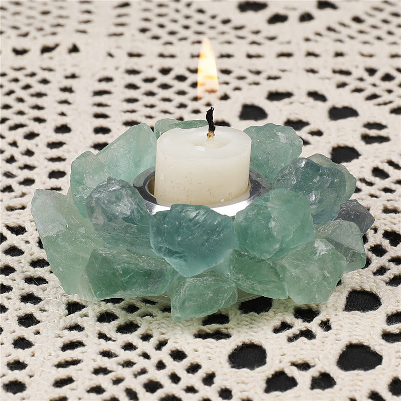 Olivenorma Natural Green Fluorite Healing Ornament Candle Holder