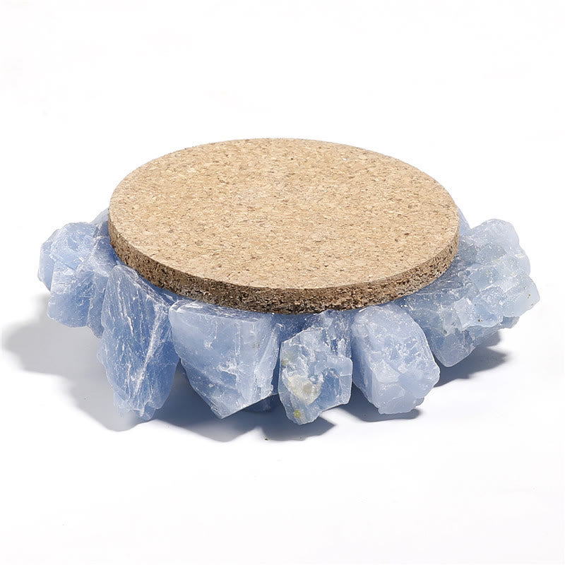 Olivenorma Natural Blue Calcite Healing Ornament Candle Holder