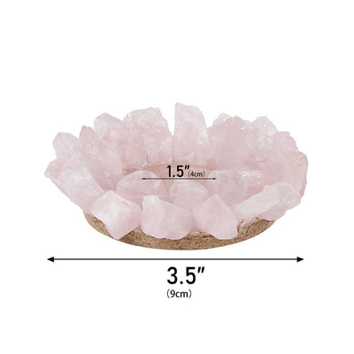 Olivenorma Natural Rose Quartz Healing Ornament Candle Holder