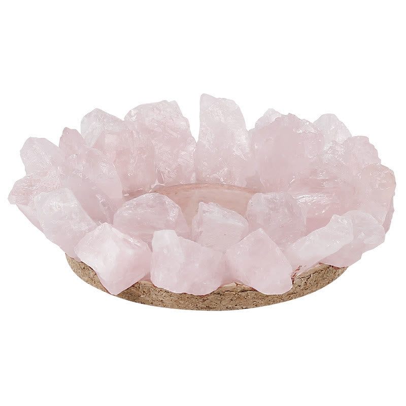 Olivenorma Natural Rose Quartz Healing Ornament Candle Holder