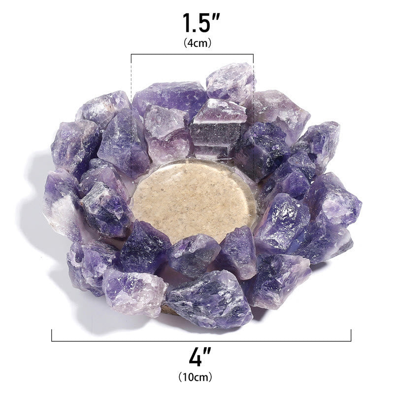 Olivenorma Natural Amethyst Healing Ornament Candle Holder