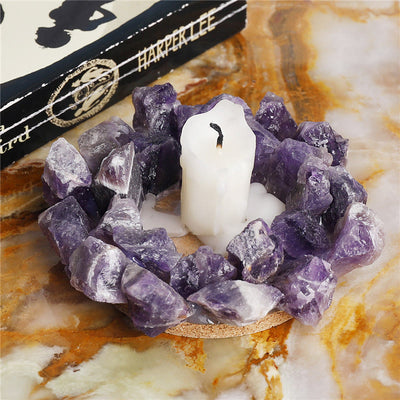 Olivenorma Natural Amethyst Healing Ornament Candle Holder