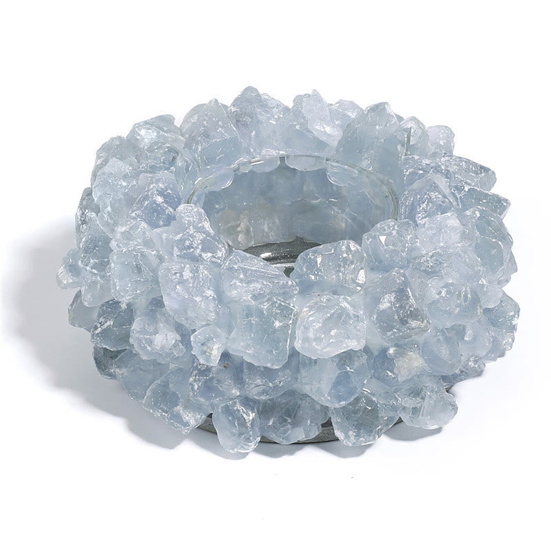 Olivenorma Natural Aquamarine Healing Ornament Candle Holder