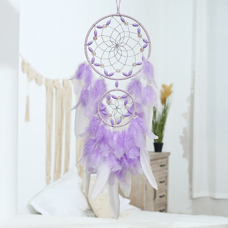 Olivenorma Purple Plastic Beads Purple Feather Dream Catcher