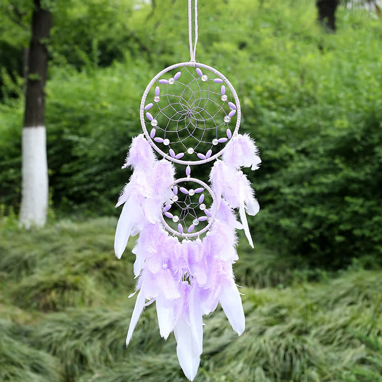 Olivenorma Purple Plastic Beads Purple Feather Dream Catcher