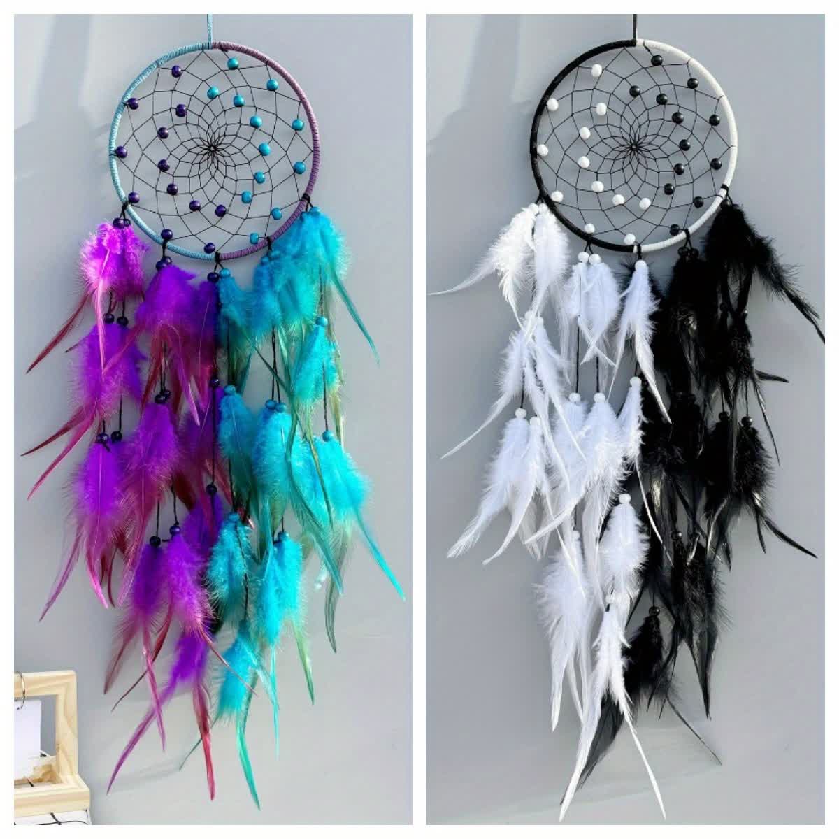 Olivenorma Handmade Dual Color With Feathers Dream Catcher