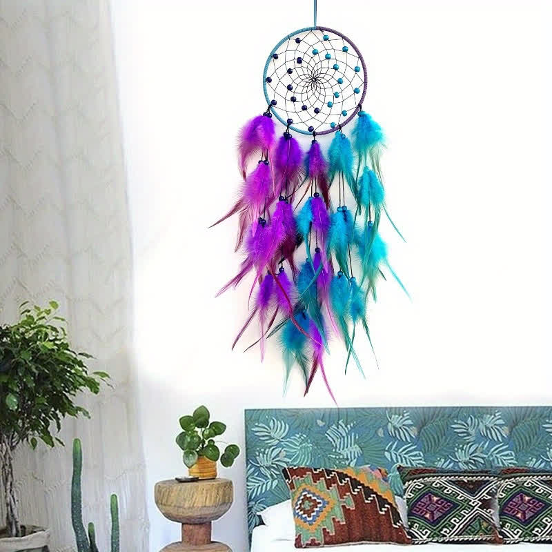 Olivenorma Handmade Dual Color With Feathers Dream Catcher