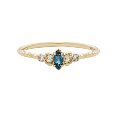 Olivenorma Natural Blue Topaz Horse Eye Shaped Ring