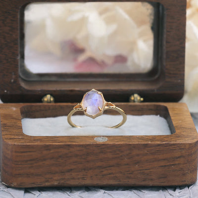 Olivenorma 2pcs Natural Moonstone Ring Set