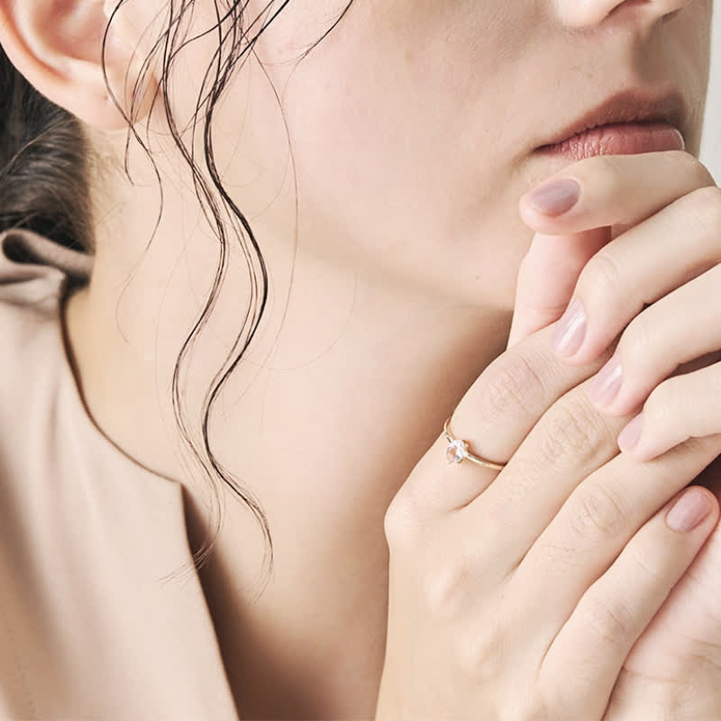 Olivenorma Simple Inlay Rose Quartz Green Fluorite Ring