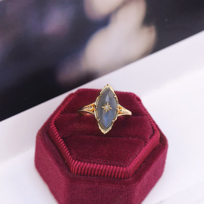 Olivenorma Natural Labradorite Star Print Ring