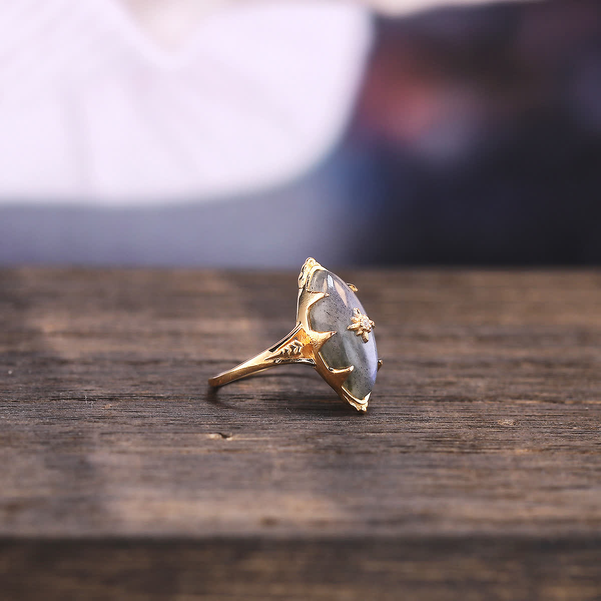 Olivenorma Natural Labradorite Star Print Ring