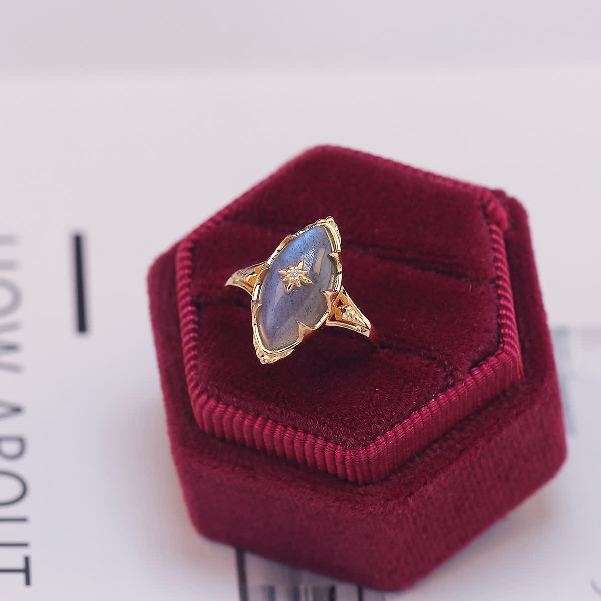 Olivenorma Natural Labradorite Star Print Ring