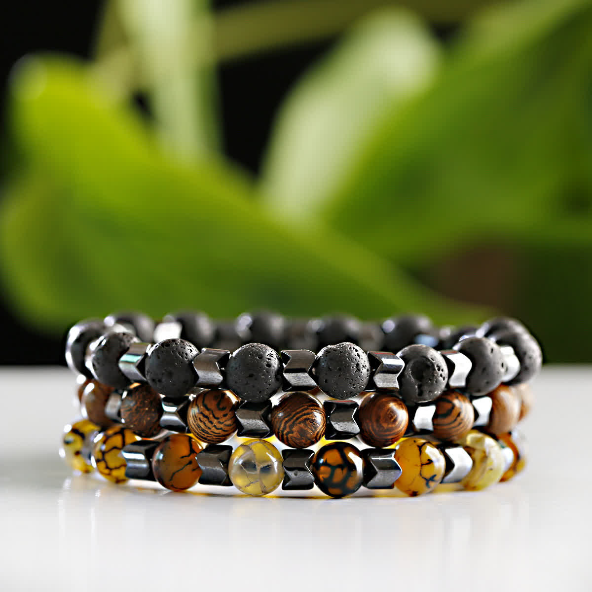 Olivenorma Geometric Hematite Beads Bracelet