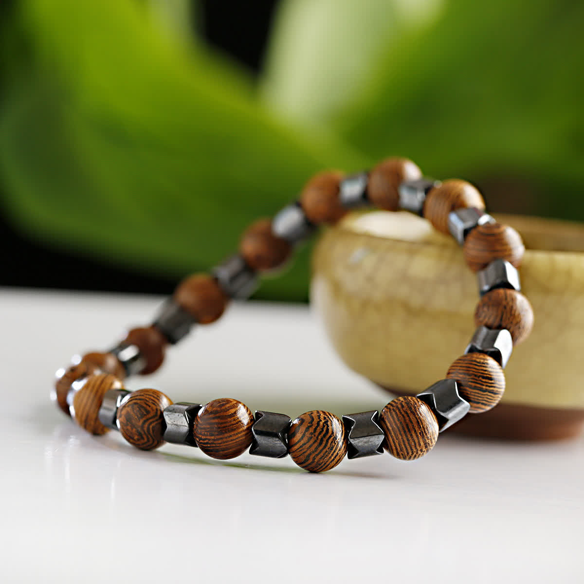 Olivenorma Geometric Hematite Beads Bracelet