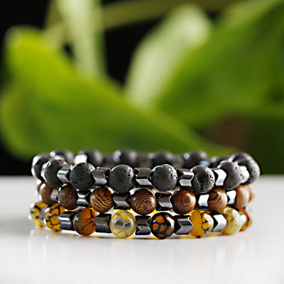 Olivenorma Geometric Hematite Beads Bracelet