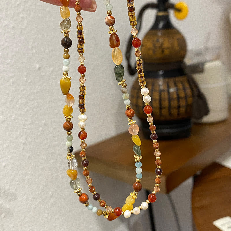 Olivenorma Natural Agate Bodhi Beaded Necklace