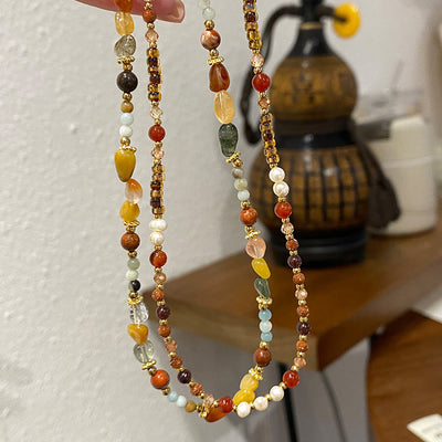 Olivenorma Natural Agate Bodhi Beaded Necklace