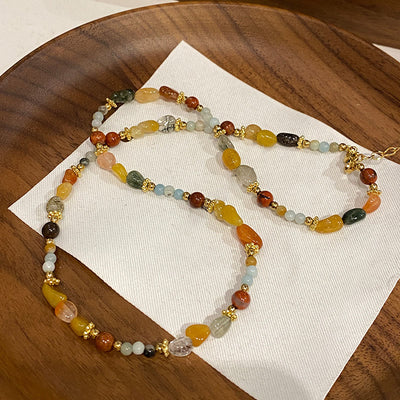 Olivenorma Natural Agate Bodhi Beaded Necklace