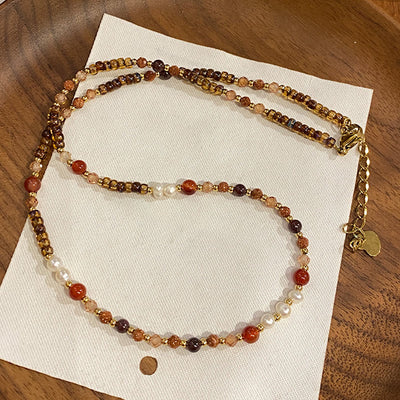 Olivenorma Natural Agate Bodhi Beaded Necklace