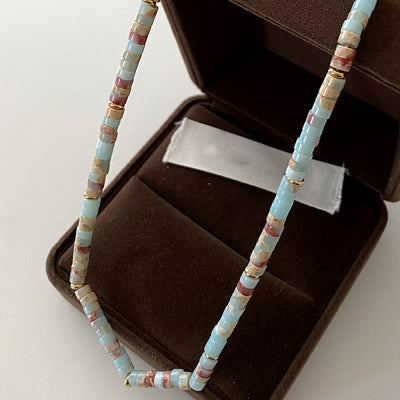 Olivenorma Blue Emperor Stone Stacked Beaded Necklace