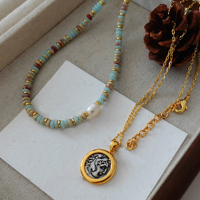 Olivenorma Blue Emperor Stone Stacked Beaded Necklace