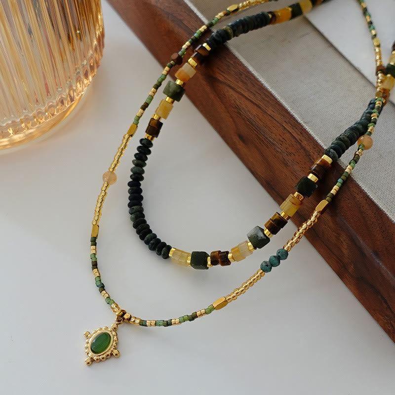 Olivenorma Natural Agate Choker Stacked Necklace