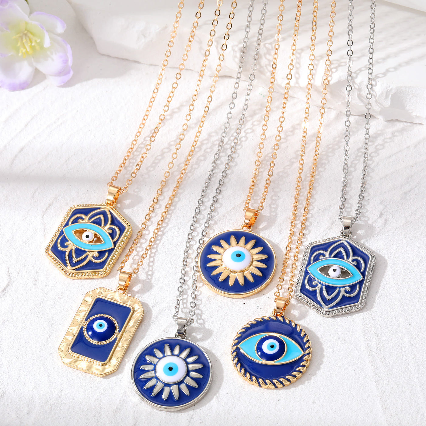 Olivenorma Geometric Evil Eye Charm Protection Necklace