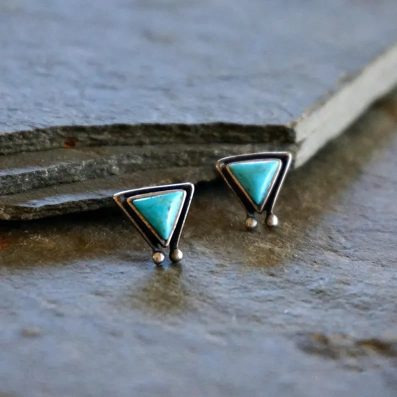 Olivenorma Triangle Natural Turquoise Stud Earrings