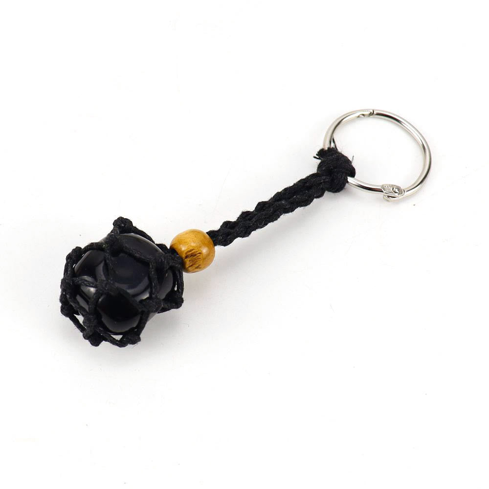 Olivenorma Woven Adjustable Raw Stone Cotton Net Keychain