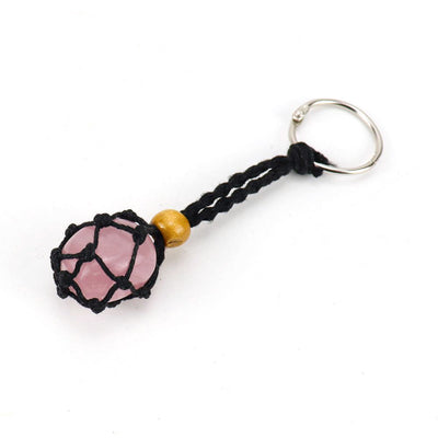 Olivenorma Woven Adjustable Raw Stone Cotton Net Keychain