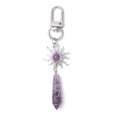 Olivenorma Natural Hexagonal Gemstone Sun Animals Keychain