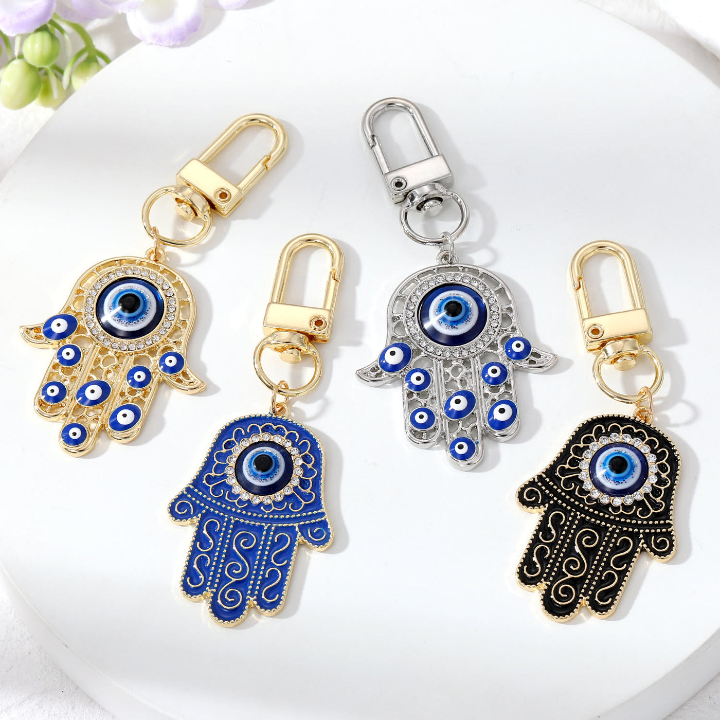 Olivenorma Evil Eye Hamsa Hand Protection Keychain