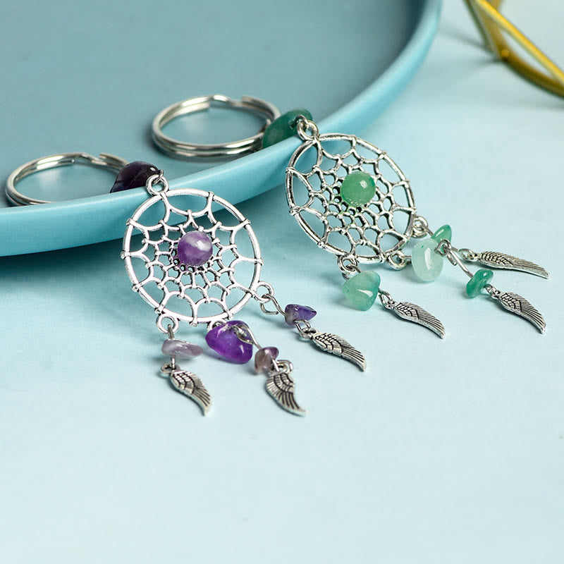 Olivenorma Mini Natural Gemstone Dream Catcher Keychain