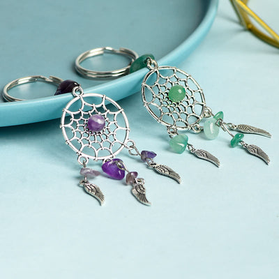 Olivenorma Mini Natural Gemstone Dream Catcher Keychain