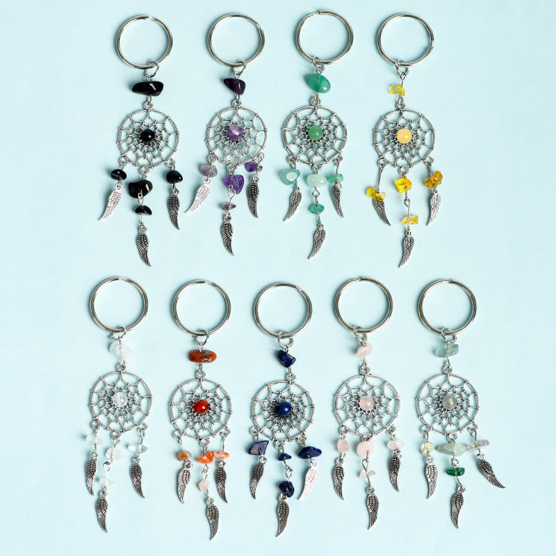 Olivenorma Mini Natural Gemstone Dream Catcher Keychain