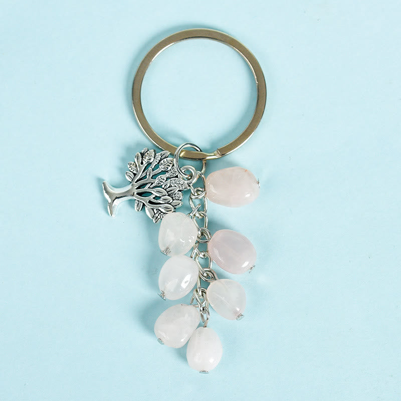 Olivenorma Natural Raw Stone with Tree of Life Keychain