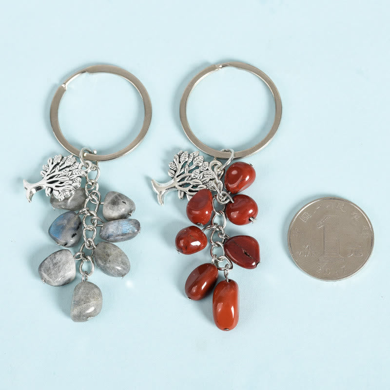 Olivenorma Natural Raw Stone with Tree of Life Keychain