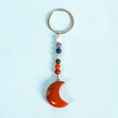 Olivenorma Crescent Moon Chakra Natural Gemstone Keychain