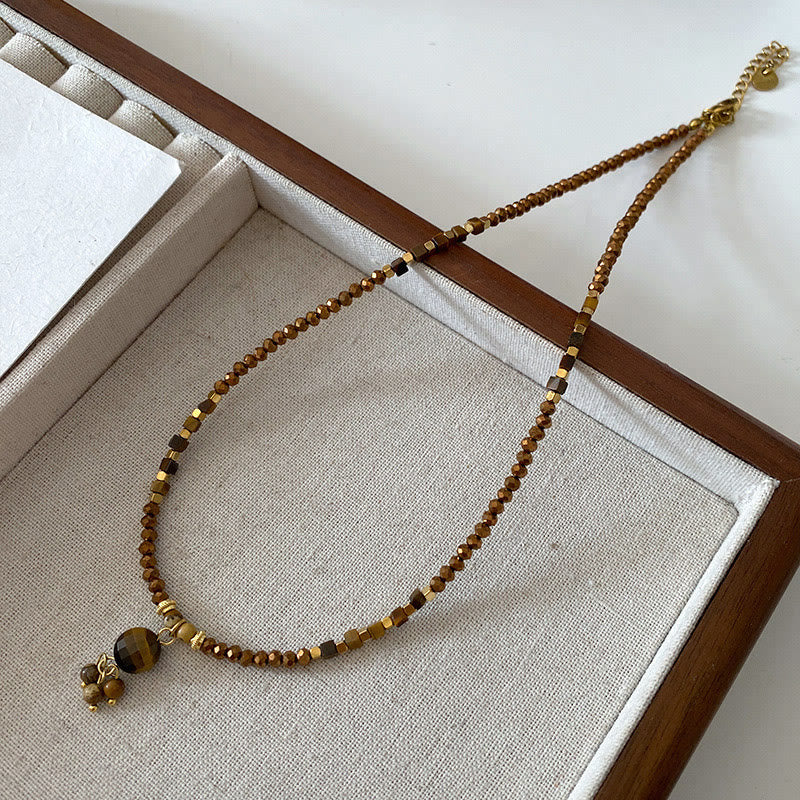 Olivenorma Tiger Eye Stone Stacked Beaded Necklace