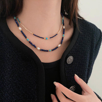 Olivenorma Klein Blue Natural Lapis Lazuli Beaded Necklace