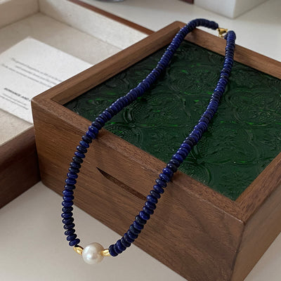 Olivenorma Klein Blue Natural Lapis Lazuli Beaded Necklace